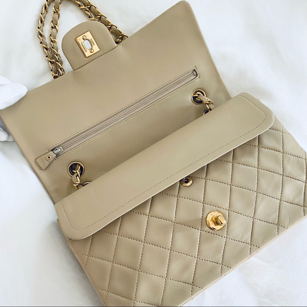 SOLD - Chanel Beige Classic Quilted Medium Double Flap Bag - Picture 7 of 12